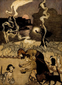 Arthur Rackham - ''All through Egypt every man burns a lamp''